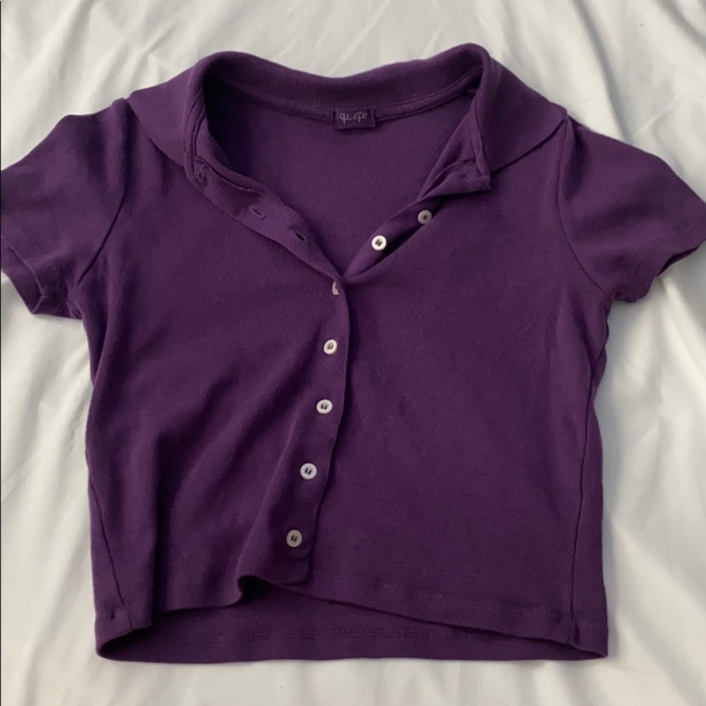Purple brandy Melville collared button up top